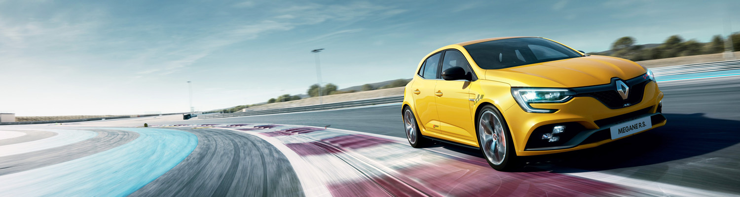 yellow renault megane RS on track